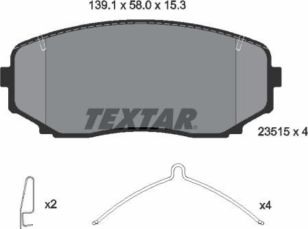 Textar 2351505 - Kit pastiglie freno, Freno a disco autozon.pro