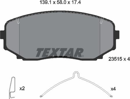 Textar 2351503 - Kit pastiglie freno, Freno a disco autozon.pro