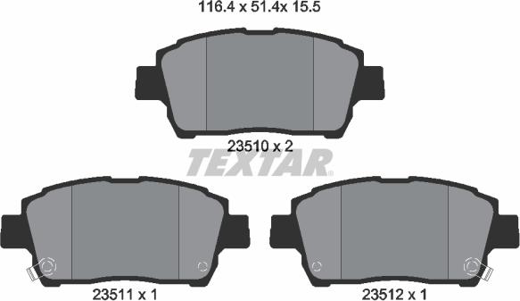 Textar 2351002 - Kit pastiglie freno, Freno a disco autozon.pro