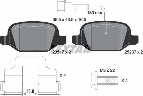 Textar 2351705 - Kit pastiglie freno, Freno a disco autozon.pro