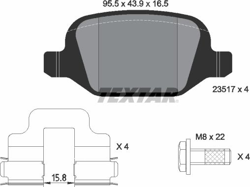 Textar 2351703 - Kit pastiglie freno, Freno a disco autozon.pro