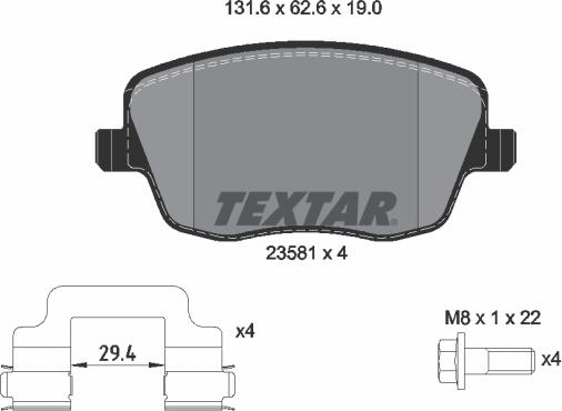 Textar 2358101 - Kit pastiglie freno, Freno a disco autozon.pro