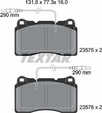 Textar 2357501 - Kit pastiglie freno, Freno a disco autozon.pro