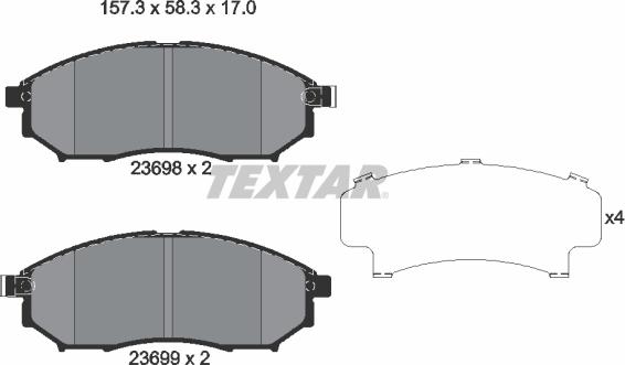 Textar 2369803 - Kit pastiglie freno, Freno a disco autozon.pro