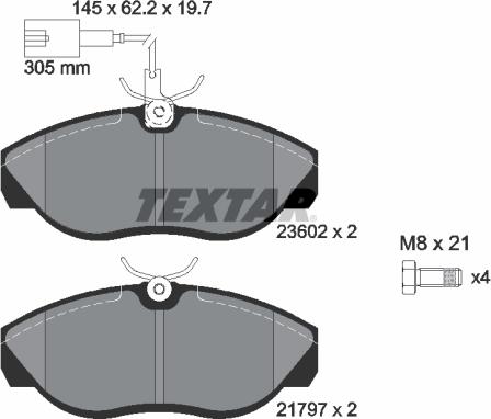 Textar 2360201 - Kit pastiglie freno, Freno a disco autozon.pro