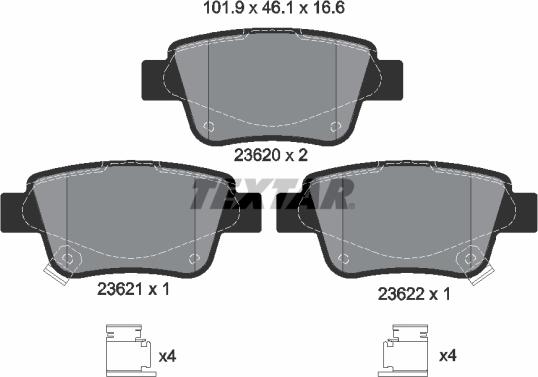 Textar 2362002 - Kit pastiglie freno, Freno a disco autozon.pro