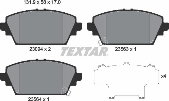 Textar 2309401 - Kit pastiglie freno, Freno a disco autozon.pro