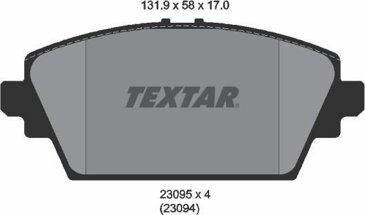 Textar 2309501 - Kit pastiglie freno, Freno a disco autozon.pro