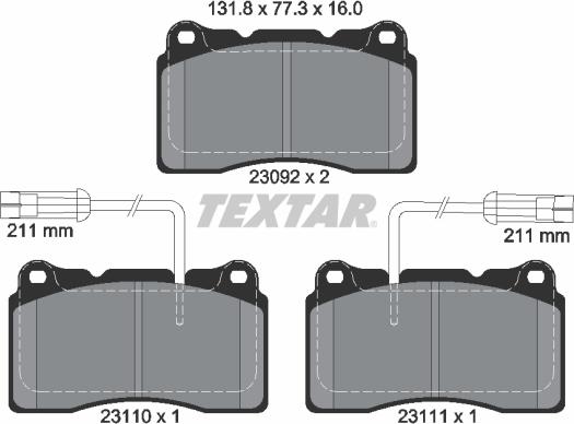 Textar 2309201 - Kit pastiglie freno, Freno a disco autozon.pro