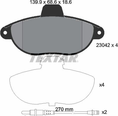 Textar 2304201 - Kit pastiglie freno, Freno a disco autozon.pro