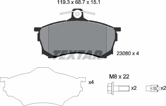 Textar 2308001 - Kit pastiglie freno, Freno a disco autozon.pro