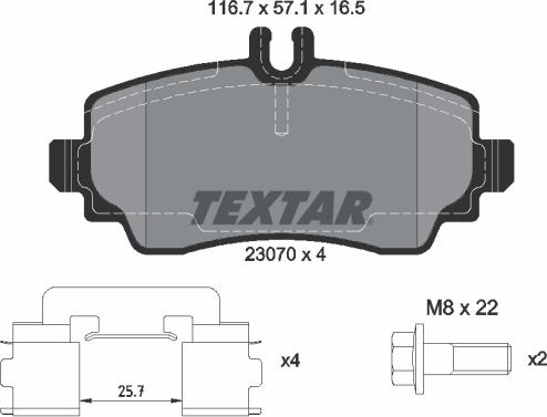 Textar 2307004 - Kit pastiglie freno, Freno a disco autozon.pro