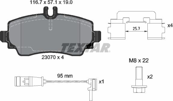 Textar 2307005 - Kit pastiglie freno, Freno a disco autozon.pro