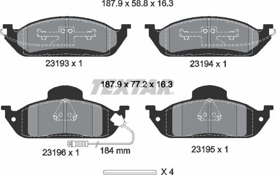 Textar 2319303 - Kit pastiglie freno, Freno a disco autozon.pro