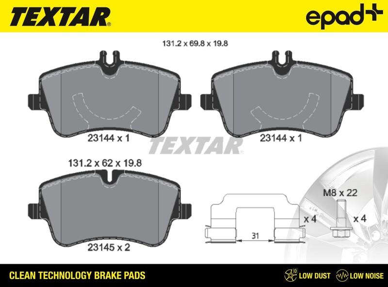 Textar 2314401CP - Kit pastiglie freno, Freno a disco autozon.pro