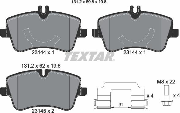 Textar 2314401 - Kit pastiglie freno, Freno a disco autozon.pro