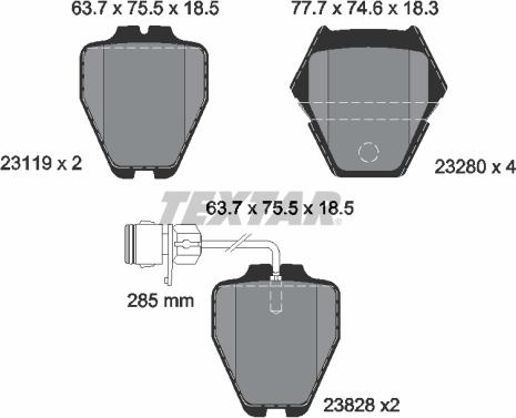 Textar 2311901 - Kit pastiglie freno, Freno a disco autozon.pro