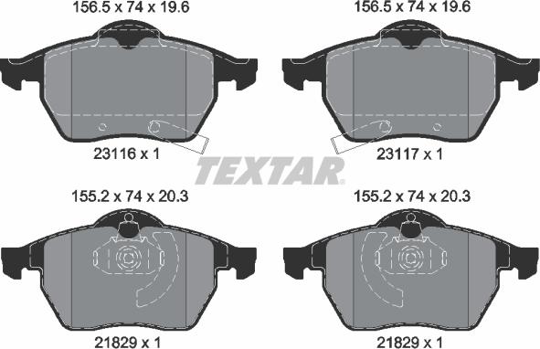 Textar 2311602 - Kit pastiglie freno, Freno a disco autozon.pro