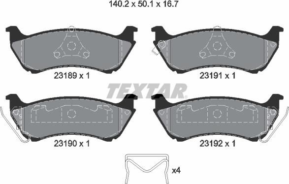 Textar 2318902 - Kit pastiglie freno, Freno a disco autozon.pro