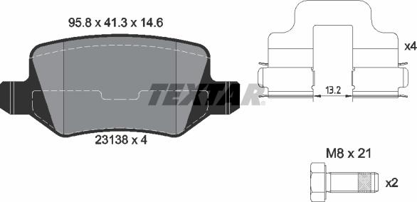 Textar 2313805 - Kit pastiglie freno, Freno a disco autozon.pro