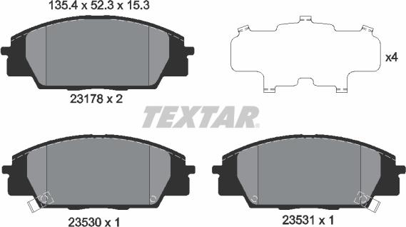 Textar 2317801 - Kit pastiglie freno, Freno a disco autozon.pro