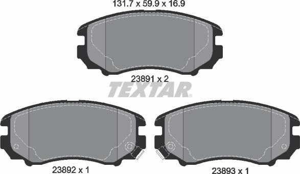 Textar 2389101 - Kit pastiglie freno, Freno a disco autozon.pro