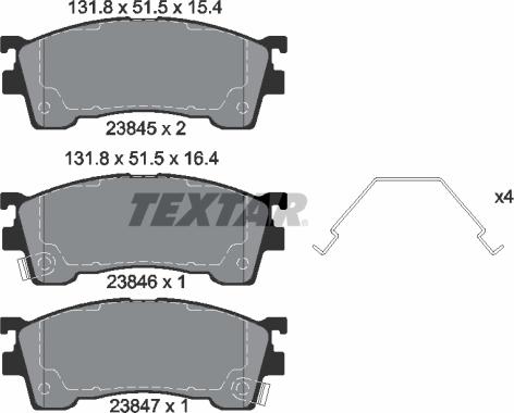 Textar 2384504 - Kit pastiglie freno, Freno a disco autozon.pro