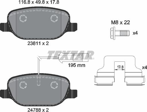 Textar 2381101 - Kit pastiglie freno, Freno a disco autozon.pro