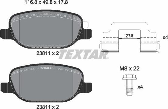 Textar 2381103 - Kit pastiglie freno, Freno a disco autozon.pro