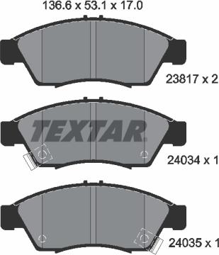 Textar 2381701 - Kit pastiglie freno, Freno a disco autozon.pro