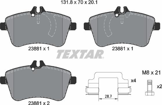 Textar 2388101 - Kit pastiglie freno, Freno a disco autozon.pro