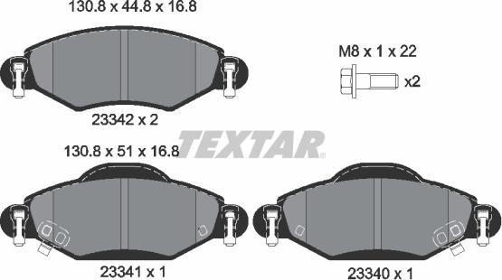 Textar 2334001 - Kit pastiglie freno, Freno a disco autozon.pro