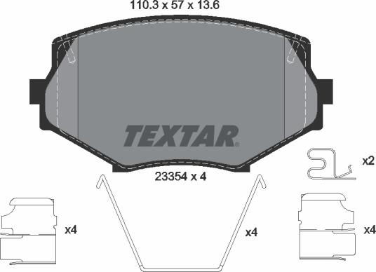 Textar 2335404 - Kit pastiglie freno, Freno a disco autozon.pro