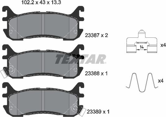 Textar 2338704 - Kit pastiglie freno, Freno a disco autozon.pro