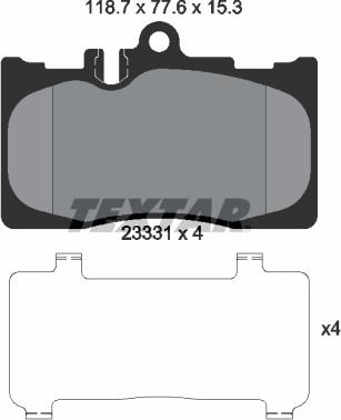 Textar 2333102 - Kit pastiglie freno, Freno a disco autozon.pro