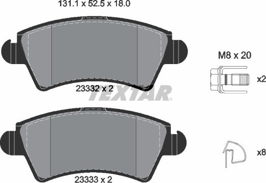 Textar 2333201 - Kit pastiglie freno, Freno a disco autozon.pro