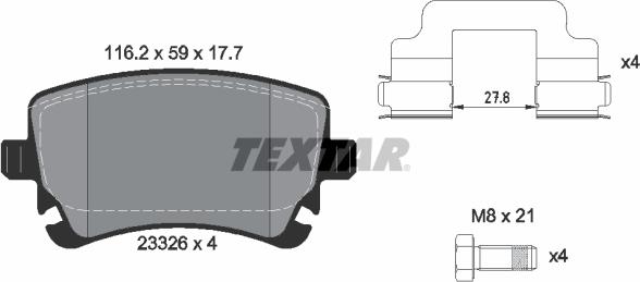 Textar 2332601 - Kit pastiglie freno, Freno a disco autozon.pro