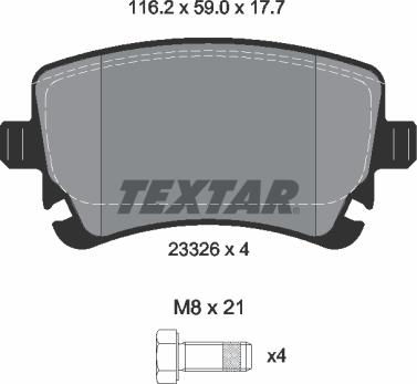 Textar 2332608 - Kit pastiglie freno, Freno a disco autozon.pro