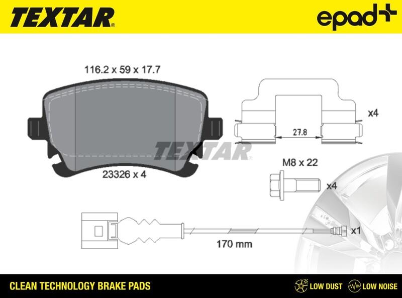 Textar 2332602CP - Kit pastiglie freno, Freno a disco autozon.pro