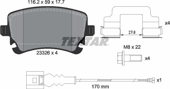 Textar 2332602 - Kit pastiglie freno, Freno a disco autozon.pro