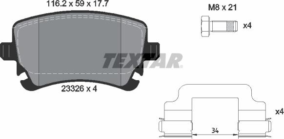 Textar 2332607 - Kit pastiglie freno, Freno a disco autozon.pro