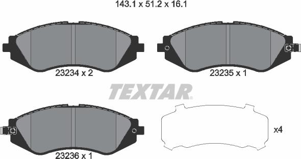 Textar 2323401 - Kit pastiglie freno, Freno a disco autozon.pro