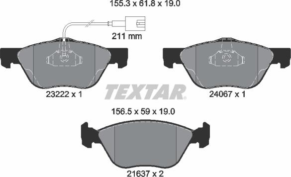 Textar 2322201 - Kit pastiglie freno, Freno a disco autozon.pro