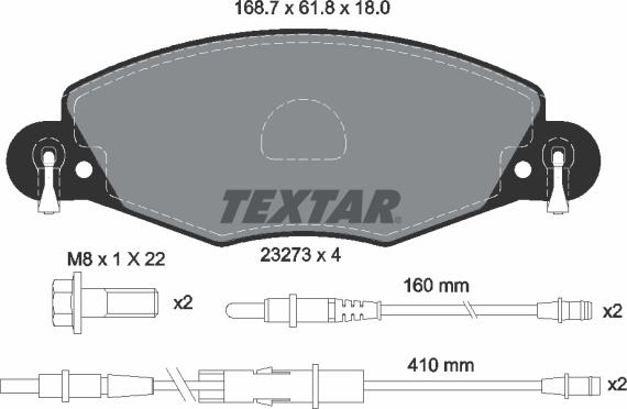 Textar 2327301 - Kit pastiglie freno, Freno a disco autozon.pro