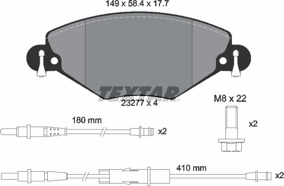 Textar 2327701 - Kit pastiglie freno, Freno a disco autozon.pro