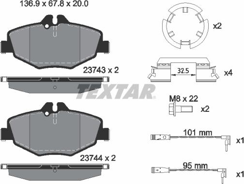 Textar 2374303 - Kit pastiglie freno, Freno a disco autozon.pro