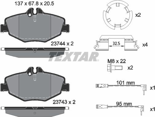 Textar 2374381 - Kit pastiglie freno, Freno a disco autozon.pro