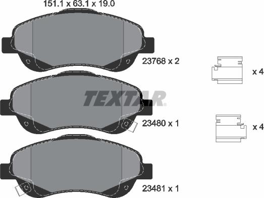 Textar 2376802 - Kit pastiglie freno, Freno a disco autozon.pro