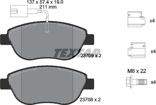 Textar 2370901 - Kit pastiglie freno, Freno a disco autozon.pro