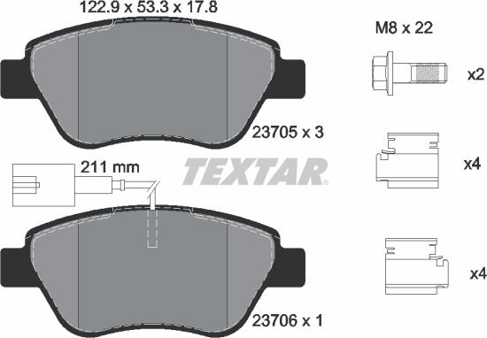 Textar 2370502 - Kit pastiglie freno, Freno a disco autozon.pro